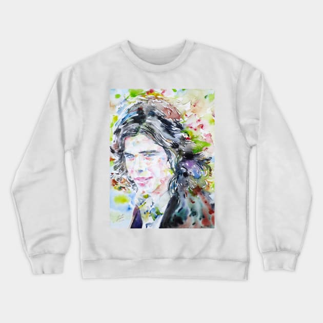 NICK DRAKE watercolor portrait .2 Crewneck Sweatshirt by lautir